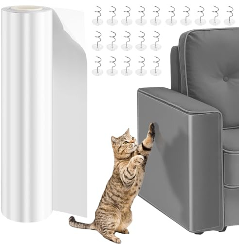 Beojonvy Protezione Divano Graffi Gatto, Antigraffio-Gatto-Divano, PVC Pellicola Antigraffio Gattos, Proteggi Divano Gatti Graffi per Divani, Sedie e Vari Mobili 30cmx3m