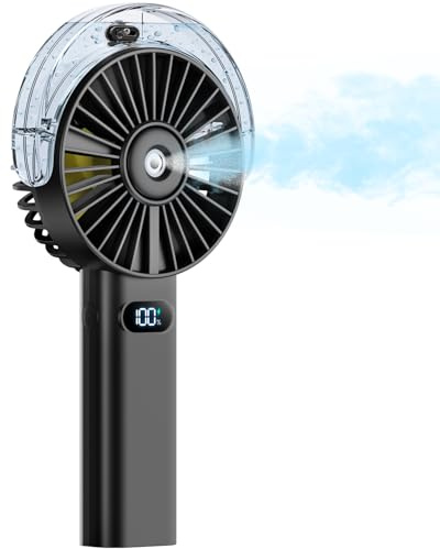 Otlonpe Ventilador de mano portátil, 4000 mAh, funciona con pilas, ventilador personal con refrigeración por pulverización de agua, 4 velocidades, recargable por USB para playa, viajes, al aire libre