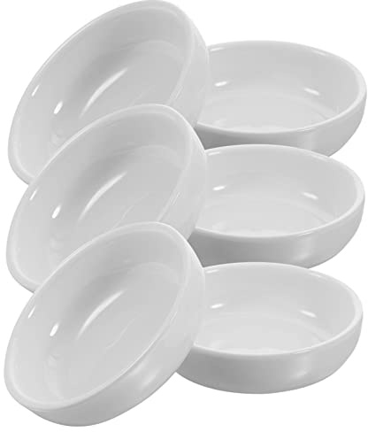 CIYODO Crockery Set for 6 Ceramic Sauce Dishes, White Small Dipping Plates, Stackable and Dishwasher Safe, 6pcs for Family Kitchen Serving