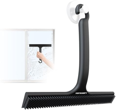 Mannicix Rasqueta Limpiacristales Ducha, Rasqueta Limpiacristales de Silicona para Baño Negro 2 in 1 para Duchas, Ventanas, Espejos, Ventanas de Coche, Vidrio, Azulejo