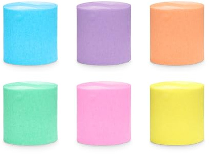 Kreppband Set Regenbogen Pastell – 6 Rollen à 10 Meter, 5 cm breit, Krepppapier Luftschlangen für Kindergeburtstag, Baby Shower, Partydeko & DIY Basteln