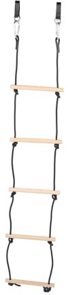 Échelle de Corde pour Enfants, échelle de Corde Swing en Bois Premium 5 Marches, Jeu d'escalade en Plein Air, Zones de Loisirs Intérieures et Extérieures, Hêtre, Polyester
