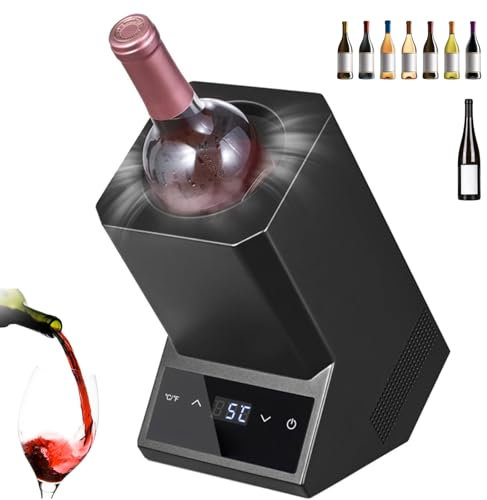 XRSMOU Enfriador De Vino Eléctrico, Enfriador De Una Sola Botella De 750 Ml, Frío Las 24 Horas, Vino Tinto Y Blanco De 3,74 Pulgadas De Diámetro, para Amantes del Vino, Fiestas, Regalos