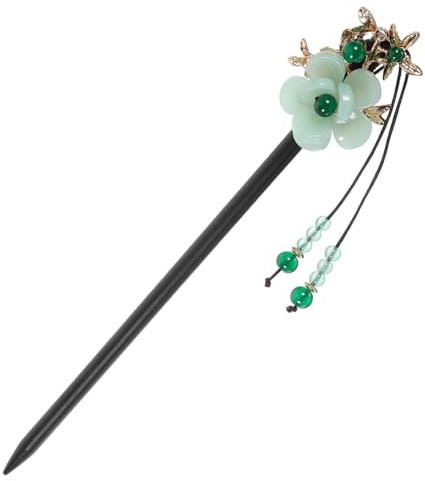 Veemoon Bastoncino per Capelli con Nappina in Legno Stile Cinese Vintage Facile da Inserire nella Raccolta, Accessorio Raffinato per Capelli da Donna