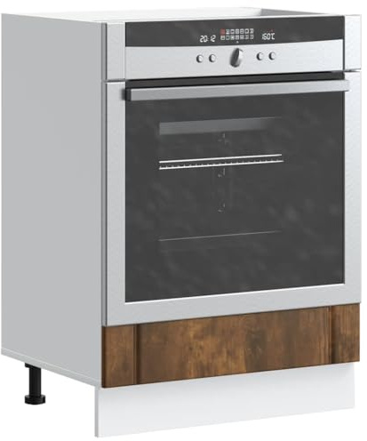 YuuSsea Herdumbauschrank Lucca Räuchereiche, Holzwerkstoff, 60x46x81,5 cm, verstellbare Füße, Küchenschrank für Backofen, Mikrowelle, platzsparende Küchenlösung