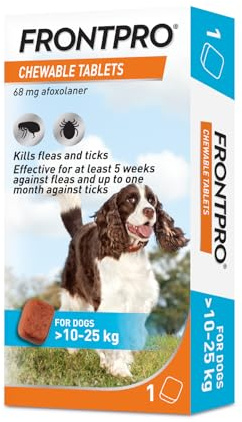 FRONTPRO Chewable Tablets Flea & Tick Treatment for Dogs (10-25kg) 1 Tablet Pack
