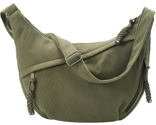 Aphorya Halbmond Umhängetaschen mit verstellbarem Schultergurt, Cord Crossbody Moon Bag Damen, Handtasche Damen Umhängetasche Mittelgroß für Reisen Arbeit Uni Festival und Everyday
