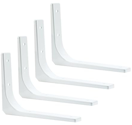 4 Stück Regalhalterung Schwerlastwinkel Regalträger, 90 Grad Metall Regalwinkel, L-förmige Regal Winkel regalhalterung, Möbel Eckregal für Küche, Schlafzimmer (weiß, 200 x 150mm)