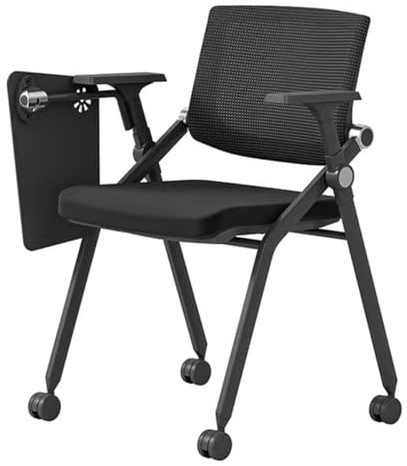 Fällbar Studentstol Ergonomisk Ryggstöd I Nät Med Armstöd Stapelbara Konferensstolar Med Hjul För Hemmakontoret Fällbara Stolar Med Ryggstöd(Black,B)