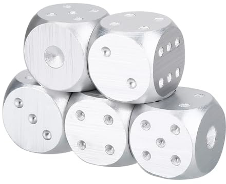 Generic Kvalitetsbordsspeltärningssats i Aluminiumlegering med Förvaringslåda, 5 St Eleganta och Hållbara Tärningar, Perfekt för Poker och Brädspel (Rektangel 5,9x5,9 tum)