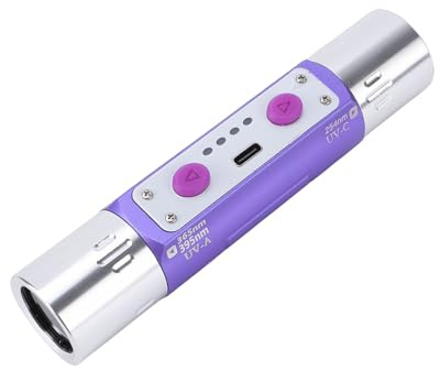 Asixxsix Lámpara Detectora de Luz de Evaluación de Jade, Luz Violeta de Doble Cabeza de 365 Nm, 395 Nm y 254 Nm, Linterna de Piedras Preciosas Recargable para Joyería, Tinta, Moneda,