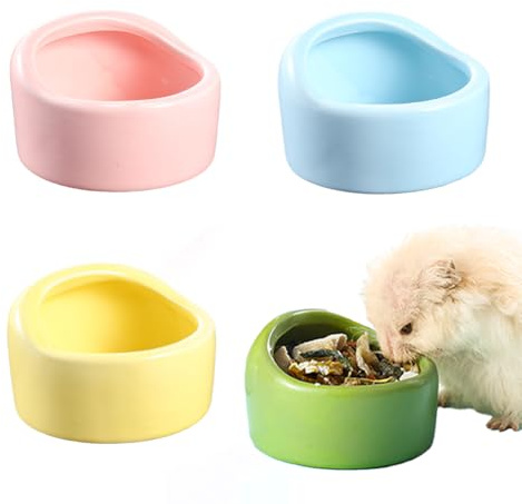 2 Pack Ceramic Hamster Food Bowl, Splash-Proof, Tip-Proof, Chew-Resistant, Easy to Clean Small Animal Bowl for Hamster/Guinea Pig/Chinchilla/Hedgehog (2, M (Diameter 2.95 in))