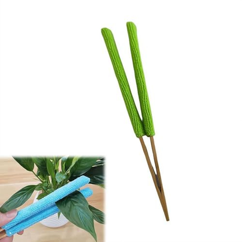 Leaf Cleaning Tongs with Removable Sleeve, Portable Plant Cleaning Brushes Household Cleaning Tool, Washable Reusable Microfiber Cleaner for House Plants