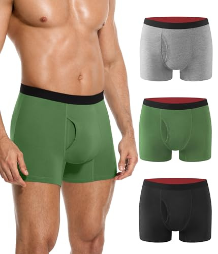 YESWEL Mens Incontinence Pants 3 Pack, 50ml Washable Cotton Boxers Briefs with Absorbent Pad, Reusable Adult Leakproof Underwear with Open Fly (Multicolor01, XL)