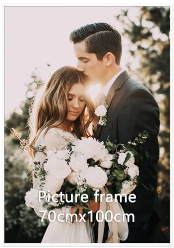 Giftgarden Weiß Bilderrahmen 70x100 cm - Aluminium Rahmen für Fotos, Puzzles und Poster - Großer Fotorahmen für Wohnzimmer, Schlafzimmer, Arbeitszimmer