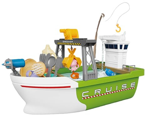 Kitchen Sink Toys,Children's Role Play Sink | Fun Fishing Game Board Play Boat, Children's Role With Running Water In Boat For Kids Boys Girls