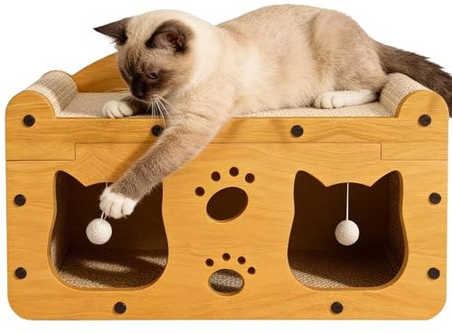 Genérico Casa de Cartón para Gatos Antideslizante, Juguete Interactivo | Alfombra Rascador para Gatos para Disfrutar en Familia en Interior, Exterior, Salón o Viajes