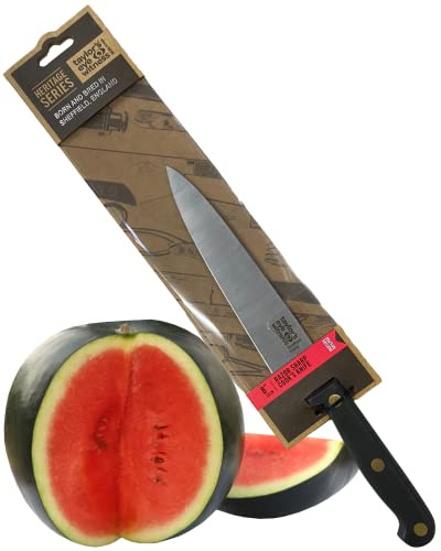 Taylors Eye Witness Made in England Heritage Range Medium Cooks Knife - 20cm|8in High Carbon Stainless Steel Razor Sharp, Full Tang Blade. Hard Wearing, Hand Finished, Triple Brass Rivet Handle