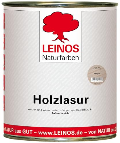 LEINOS 260 Holzlasur außen 212 Hellgrau 0,75 l – wetterfest, offenporig | Ergiebig: rund 11 m² je Auftrag. Diffusionsoffen und wasserabweisend, auf Basis pflanzlicher Öle und Naturharze.