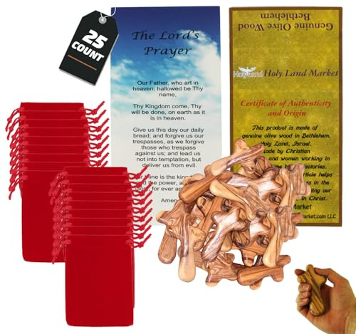 Holy Land Market Olive Wood Comfort Cross 4 Inch x 25