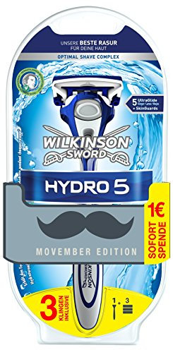 Wilkinson Sword Hydro 5 Starterset Rasierapparat mit 3 Klingen, Movember Edition