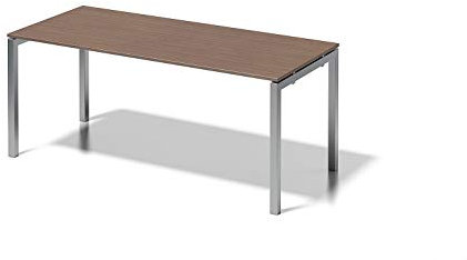 BISLEY Cito Schreibtisch, 740 mm höhenfixes U-Gestell, Metall, Wn355 Dekor Nußbaum, Gestell Silber, 80 x 180 x 85 cm