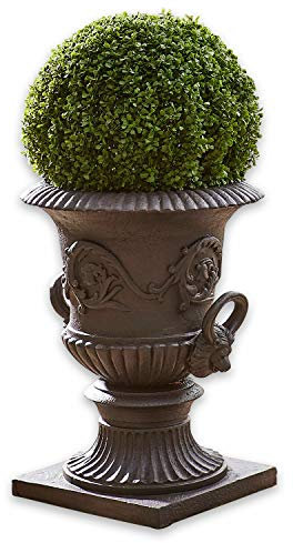 Loberon Amphore Joselyn, kunstvoll verziert, Massive Schönheit in Eisen-Optik, Pflanzgefäß, Outdoor, Gartendekoration, Gartenzubehör, Fiberglas, schwarz