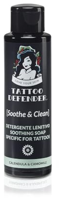 Tattoo Defender – Soothe & Clean 100 ml – Beruhigender Und Antibakterieller Reiniger – Garantiert Perfekte Hygiene – Reduziert Rötungen Und Reizungen – Dermatologisch Getestet