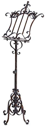 Notenständer „Villa Amadeus“ – höhenverstellbares Notenpult aus antik-patiniertem Metall im Landhausstil, Ablage 52×8 cm, H bis 155 cm, Vintage Musikzimmer Deko aja171 Palazzo Exklusiv