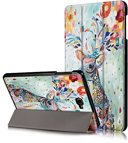Xuanbeier Ultradünne Hülle Kompatibel mit Samsung Galaxy Tab A 10.1 2016 SM-T580/T585 (A6) Tablette Schutzhülle mit Ständer und Auto Schlaf/Wachen Funktion,Hirsch