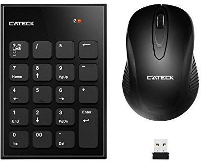 Numeric Keypad & Mouse Combo, Cateck 2.4G Wireless Mini USB Number Pad Keyboard and Mouse Combo with USB Receiver for Laptop Desktop PC Notebook- Just One USB Receiver
