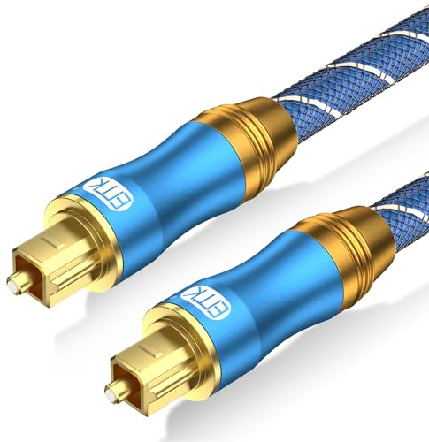 EMK Câble audio numérique optique Toslink SPDIF mâle vers mâle pour home cinéma, barre de son, TV, PS4, Xbox, PlayStation et plus (1 m)