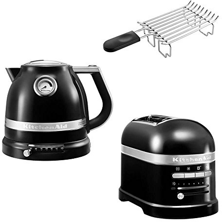 KitchenAid Artisan Frühstücks Set | incl. Wasserkocher 5KEK1522, 2 Scheiben Toaster 5KMT2204 und Brötchenaufsatz | für einen perfekten Start in den Tag! (Onyx Schwarz)