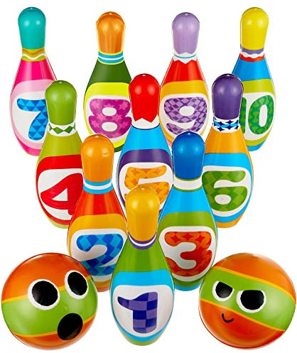 THE TWIDDLERS 12-Teiliges Kinder Kegelspiel aus Schaumstoff - Bowling-Set - Geschenk für Babys & Kleinkinder