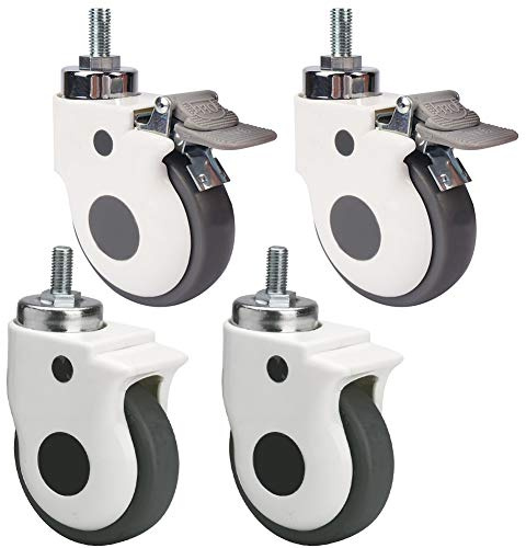 Gewinde M8 / M12 Lenkrollen für Krankenhaus Möbel 3 Zoll 75 mm / 4 Zoll 100 mm Schwerlast Rollen mit Bremse 240kg-300kg Leise Gummi rollen Für Wagen kinderbett und Industrietransporte 4 pcs