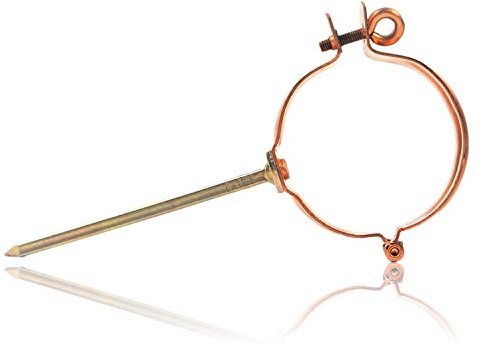 Fallrohrschelle Kupfer 60 mm mit 140 mm Schlagstift - Regenrohrschelle zur Befestigung von Fallrohren am Gebäude - Rohrschelle für Kupfer Regenrohre DN 60