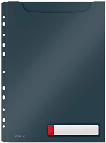 Leitz A4 Privacy Maxi Hülle, Ideal für bis zu 150 Blatt, Kunststoff, Samtgrau, Cosy-Serie, 46680089