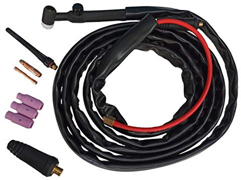ELCAN Torcia TIG 17V da 4 metri con connettore 10-25 installato e connettore 35-50 extra, pistola TIG valida per qualsiasi macchina inverter senza alta frequenza