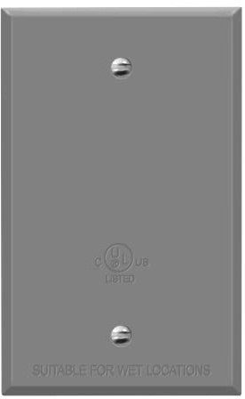 ENERLITES Weatherproof Blank Cover, Blank Metal Wall Plate for Outdoor Use, Corrosion Resistant, Standard Size 1-Gang 4.50 x 2.76, 7701-WP, Gray