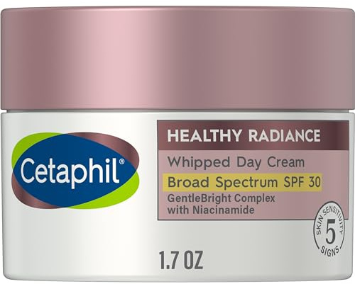Cetaphil Face Day Cream, Healthy Radiance Whipped Day Cream w/SPF 30, Visibly Reduces Look of Dark Spots, Brightening Lotion, Designed for Sensitive Skin, Hypoallergenic, Fragrance Free, 1.7oz