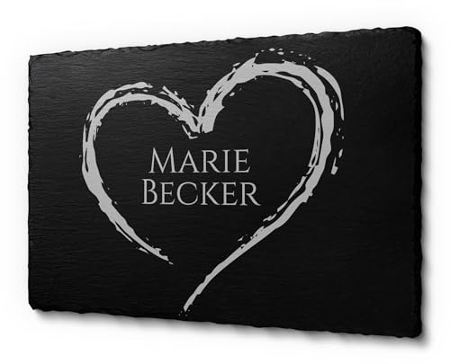 CHRISCK design Schiefertafel mit Gravur für Menschen - Gedenktafel 100% frei gestaltbar - 30 x 20 cm Schieferplatte für Menschen personalisiert