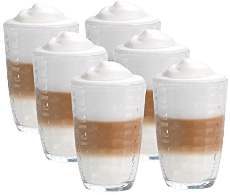 Vitrea 6er Set Latte Macchiato/Kaffee-Gläser - 370ml, Trinkgläser (6 Mattila 390ml)