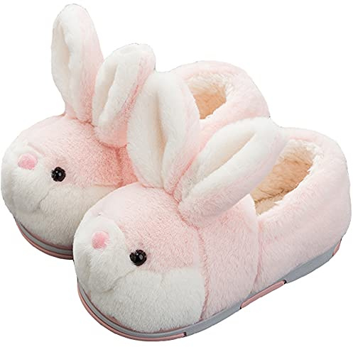LANFIRE Pink Rabbit Cotton Bunny Slippers Women's Size 6/7 UK Animal Print Plush Slippers