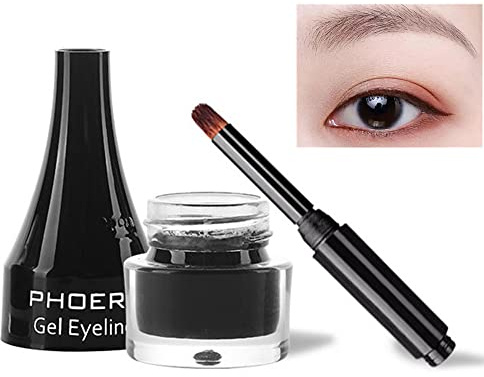 Go Ho Cream Brown Eyeliner Gel Pot with Brush,Cream Eyeliner Makeup,Smooth Highly Pigmented Matte Eye Liner Makeup Gel,Eye Liner Pot,203 Brown