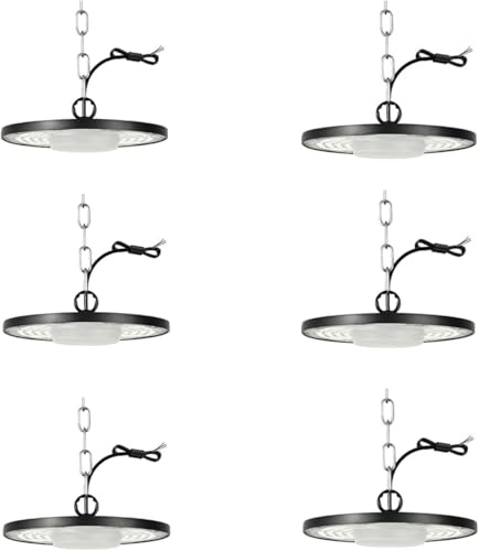 6PCS Faretto LED UFO Lamp 200W, 20000LM Bianco Freddo IP65 Lampada UFO | Luce Ad Alta Luminosità,Dissipazione Termica Efficiente,Lampada Da Officina Per Ambienti Industriali Grandi,Sportivi Coperti