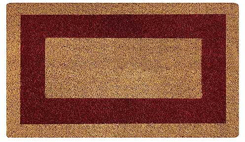 Acomoda Textil - Felpudo de Coco Natural Ecológico con Cenefa, Resistente y Antideslizante. Felpudo Ideal para Interior y Exterior de Casas y Comercios. (33x60 cm, Rojo)