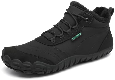 SAGUARO Botas Mujer Invierno Botines Hombre Cálido Botas para Nieve Botines Outdoor Barefoot Zapatos Invierno Zapatillas Minimalistas Negro,EU Gr.40