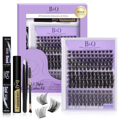 Lash Extension Set 156 PCS Wimpern Extensions Set B&Q Wimpernverlängerung Set Einzelne Wimpern Mit Mascara Pinsel Lash Kleber Entferner Wimpern Applikatoren für DIY Wimpern Extensions (Delphinus,Kit)