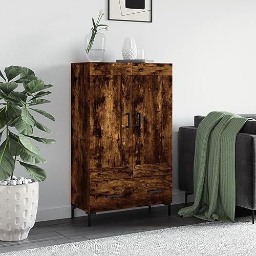 HETFTJN Highboard, Kücheninsel Sideboard Schuhschrank Schmal Besenschrank Geeignet für Office Schlafzimmer Küchenzeile Wohnzimmer Räuchereiche 69,5x31x115 cm Holzwerkstoff