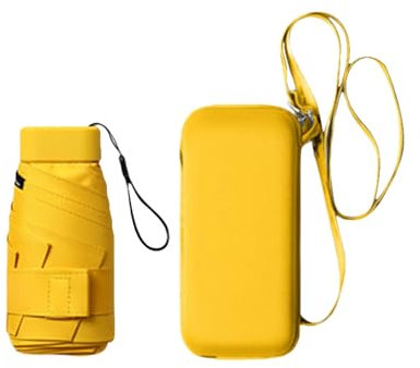 QUINTRA Mini-Reise-Sonnenschirm für Geldbörse mit Etui, Kleiner kompakter Regenschirm, leicht, tragbar, Winddicht, für Damen, Herren, Outdoor-Zubehör für unterwegs (D, one Size)